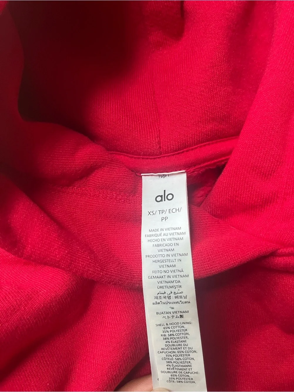 ALO Yoga Bright Red Cropped Hoodie with Hood
